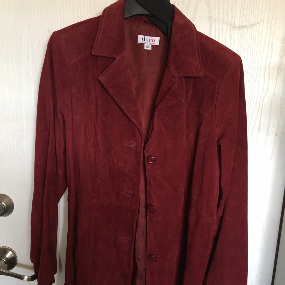 Denim & Co  burgundy suede trench coat